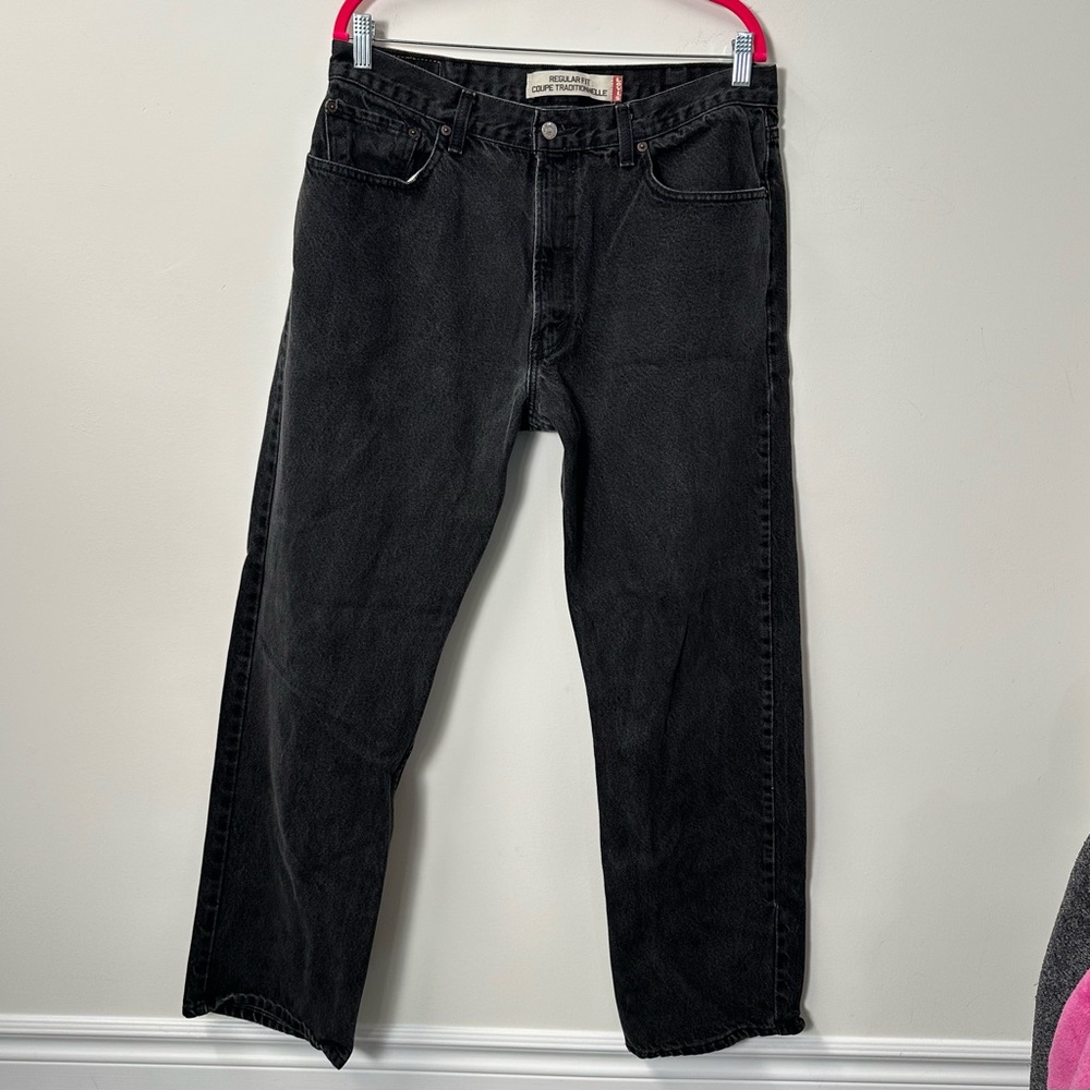 LEVI'S 505 men's black regular fit straight leg jeans, 38x32. - Picture 3 of 7